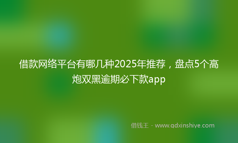 借款网络平台有哪几种2025年推荐，盘点5个高炮双黑逾期必下款app