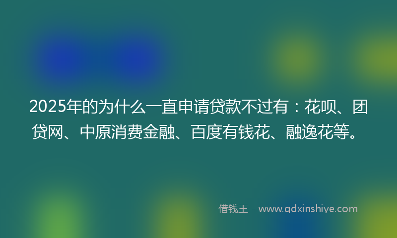2025年的为什么一直申请贷款不过有：花呗、团贷网、中原消费金融、百度有钱花、融逸花等。