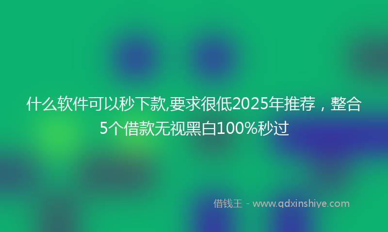什么软件可以秒下款,要求很低2025年推荐，整合5个借款无视黑白100%秒过