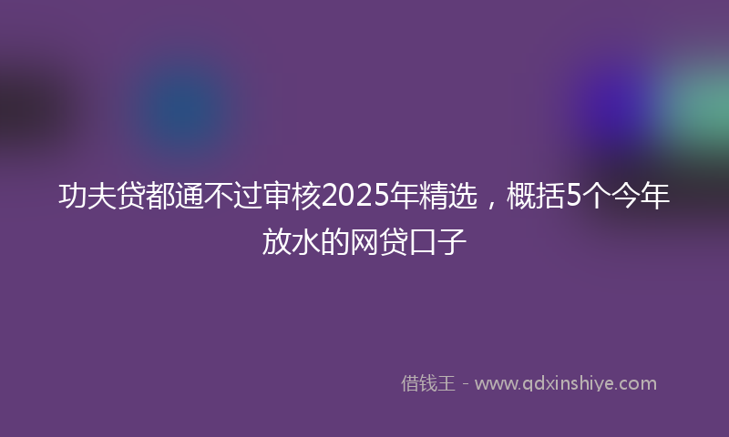 功夫贷都通不过审核2025年精选，概括5个今年放水的网贷口子