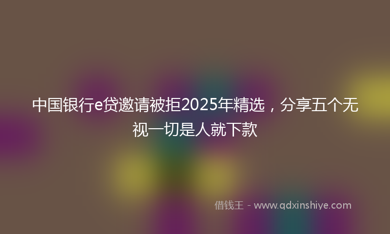 中国银行e贷邀请被拒2025年精选，分享五个无视一切是人就下款