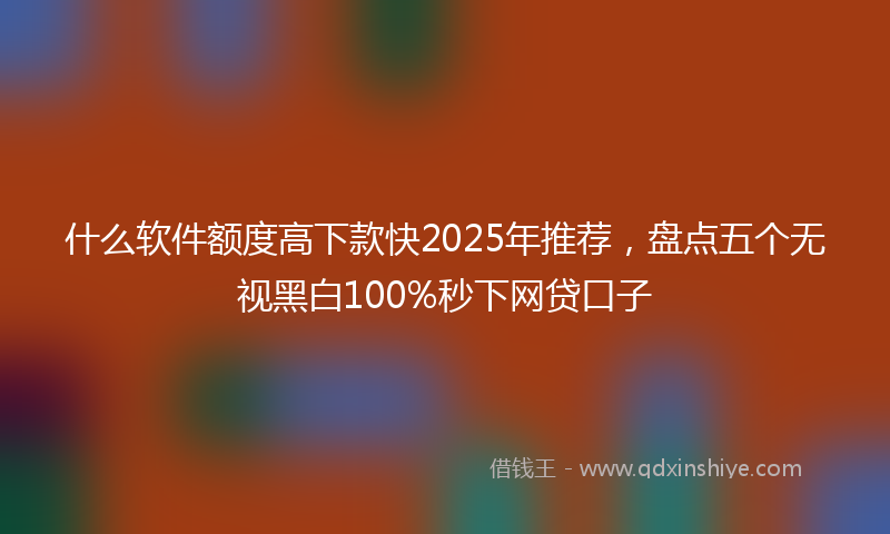 什么软件额度高下款快2025年推荐，盘点五个无视黑白100%秒下网贷口子