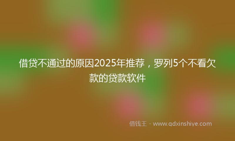 借贷不通过的原因2025年推荐，罗列5个不看欠款的贷款软件