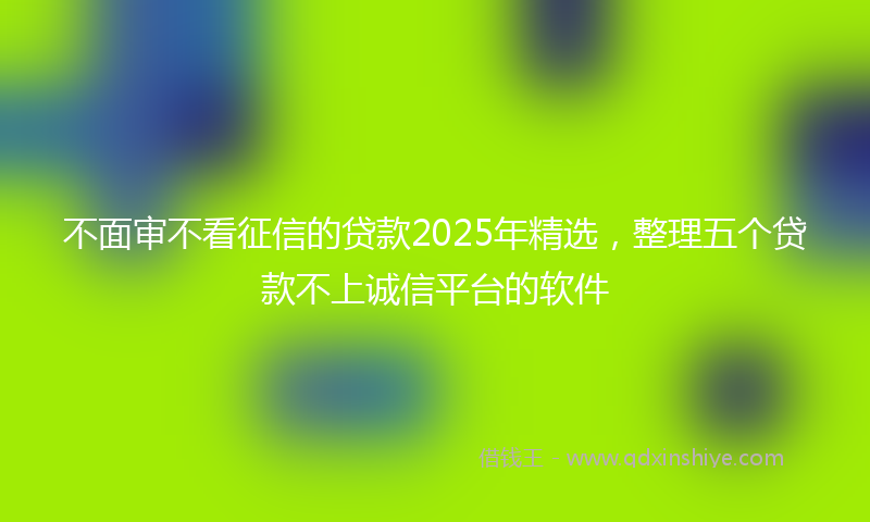 不面审不看征信的贷款2025年精选，整理五个贷款不上诚信平台的软件