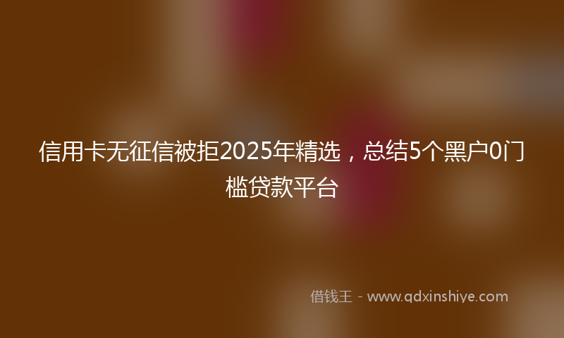 信用卡无征信被拒2025年精选，总结5个黑户0门槛贷款平台