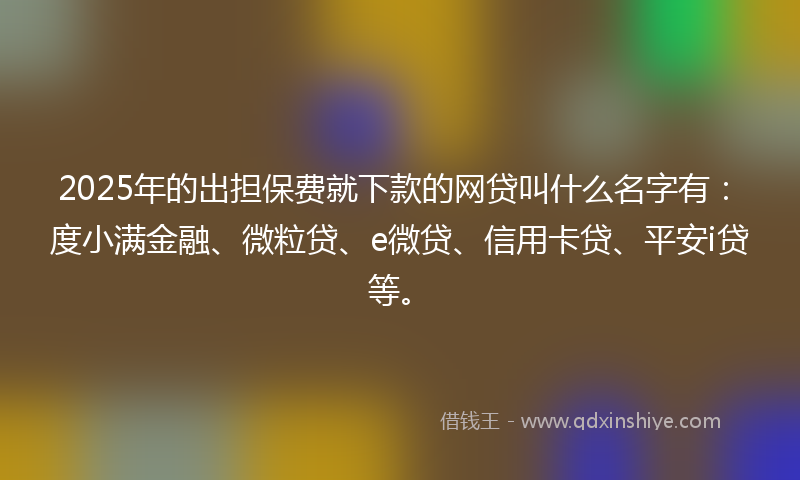 2025年的出担保费就下款的网贷叫什么名字有：度小满金融、微粒贷、e微贷、信用卡贷、平安i贷等。