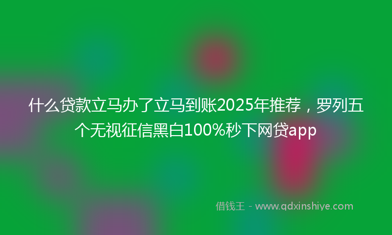 什么贷款立马办了立马到账2025年推荐，罗列五个无视征信黑白100%秒下网贷app