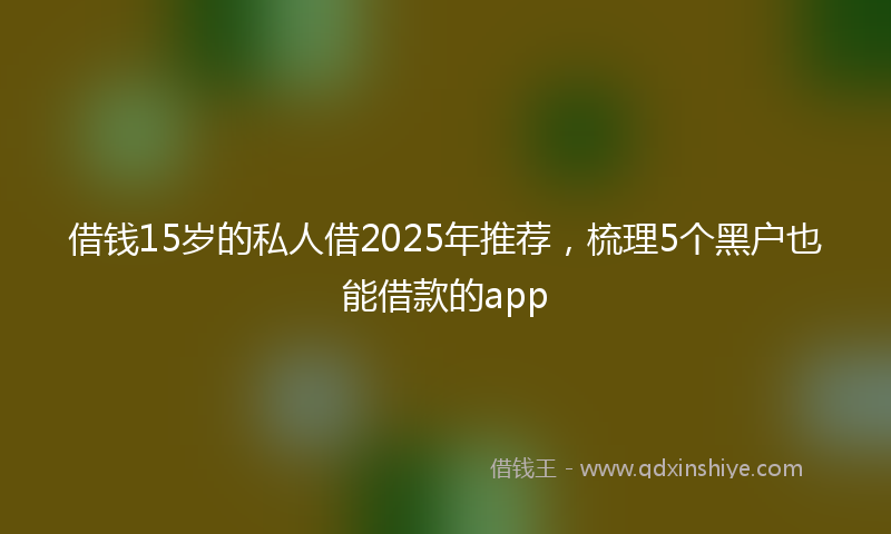 借钱15岁的私人借2025年推荐，梳理5个黑户也能借款的app