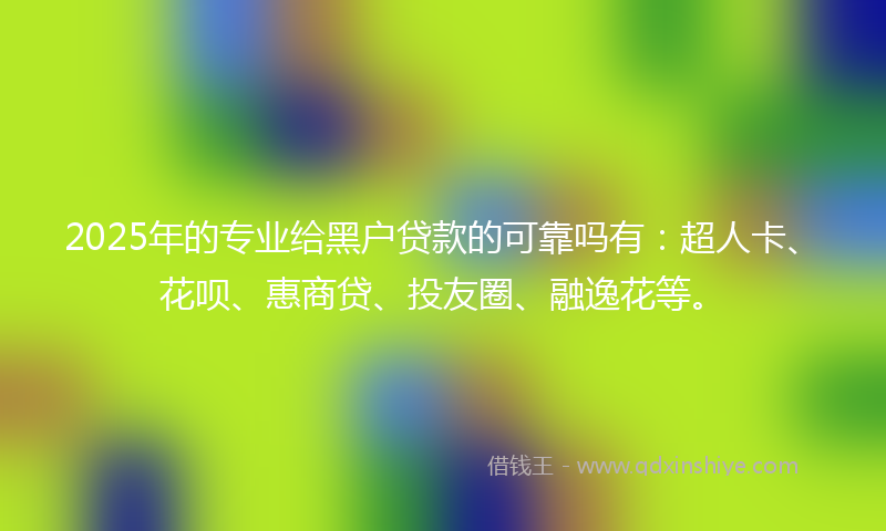 2025年的专业给黑户贷款的可靠吗有：超人卡、花呗、惠商贷、投友圈、融逸花等。
