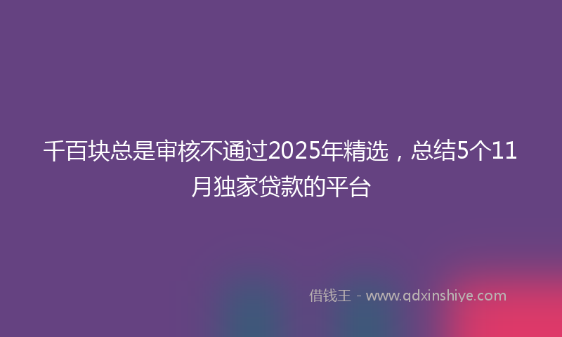 千百块总是审核不通过2025年精选，总结5个11月独家贷款的平台