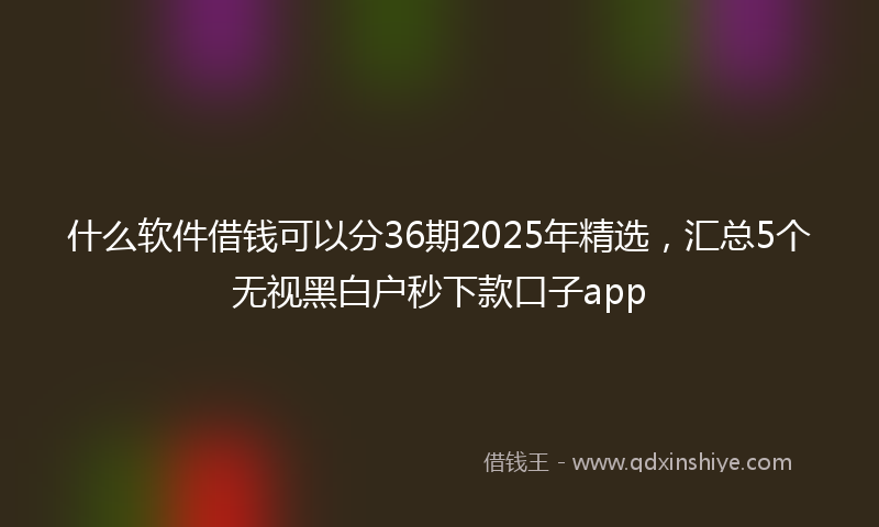 什么软件借钱可以分36期2025年精选，汇总5个无视黑白户秒下款口子app