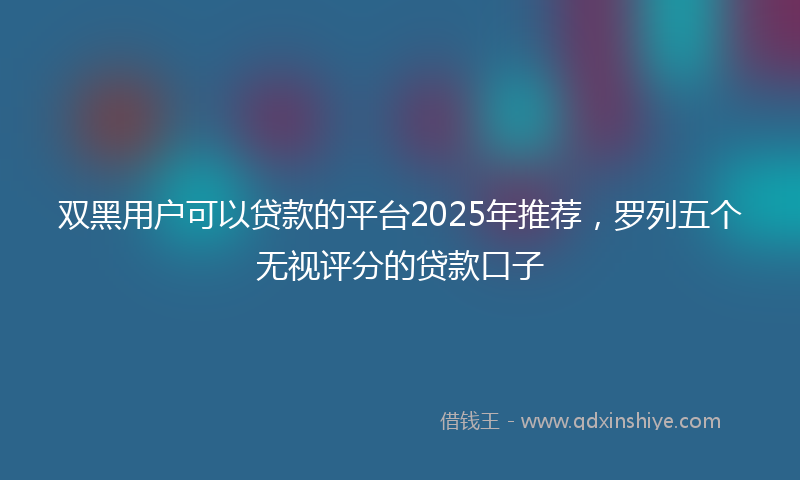 双黑用户可以贷款的平台2025年推荐，罗列五个无视评分的贷款口子