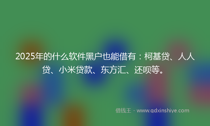 2025年的什么软件黑户也能借有：柯基贷、人人贷、小米贷款、东方汇、还呗等。