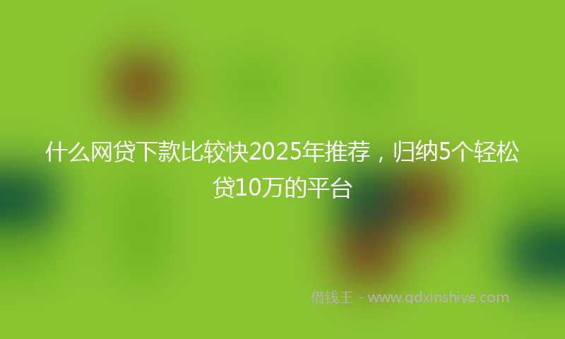 什么网贷下款比较快2025年推荐，归纳5个轻松贷10万的平台