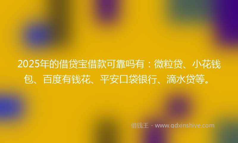 2025年的借贷宝借款可靠吗有：微粒贷、小花钱包、百度有钱花、平安口袋银行、滴水贷等。
