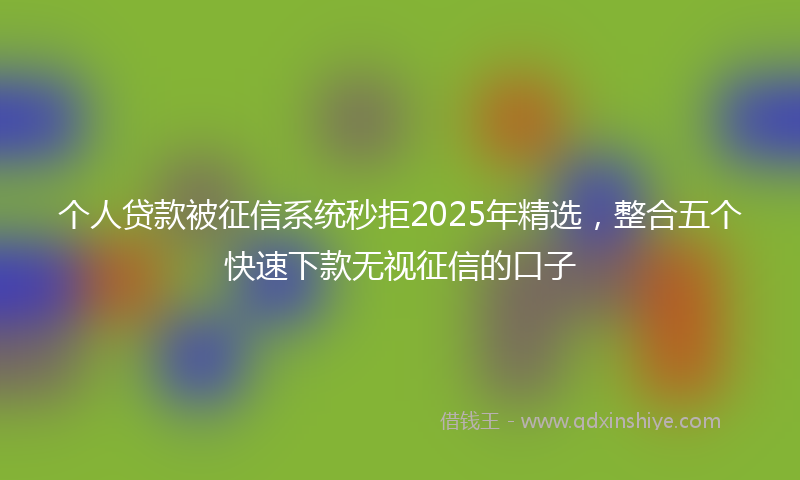 个人贷款被征信系统秒拒2025年精选，整合五个快速下款无视征信的口子