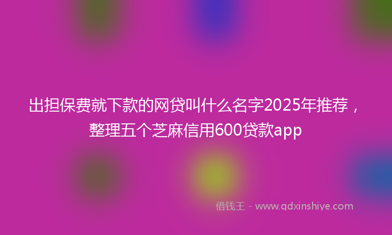 出担保费就下款的网贷叫什么名字2025年推荐，整理五个芝麻信用600贷款app