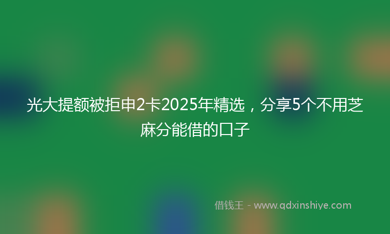 光大提额被拒申2卡2025年精选，分享5个不用芝麻分能借的口子