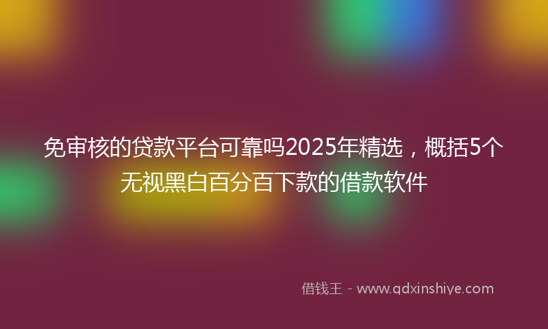 免审核的贷款平台可靠吗2025年精选，概括5个无视黑白百分百下款的借款软件