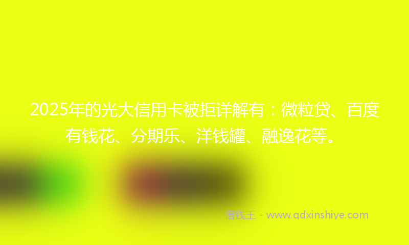 2025年的光大信用卡被拒详解有：微粒贷、百度有钱花、分期乐、洋钱罐、融逸花等。