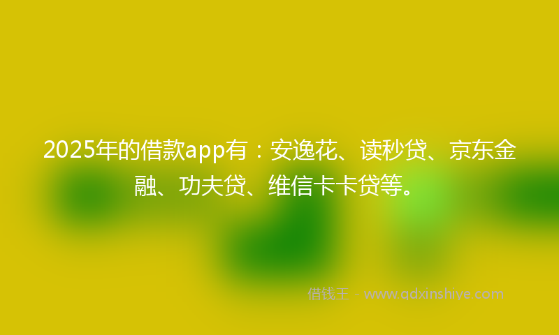 2025年的借款app有：安逸花、读秒贷、京东金融、功夫贷、维信卡卡贷等。