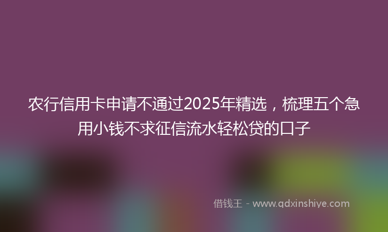 农行信用卡申请不通过2025年精选，梳理五个急用小钱不求征信流水轻松贷的口子