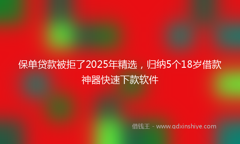 保单贷款被拒了2025年精选，归纳5个18岁借款神器快速下款软件