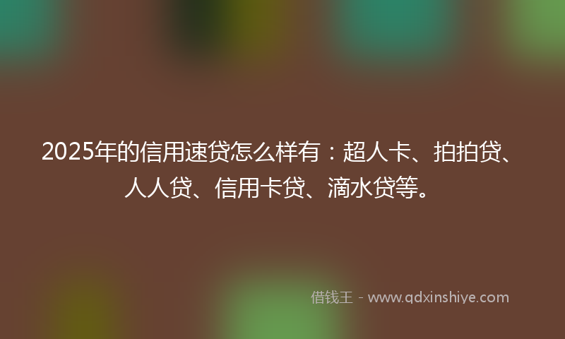 2025年的信用速贷怎么样有：超人卡、拍拍贷、人人贷、信用卡贷、滴水贷等。