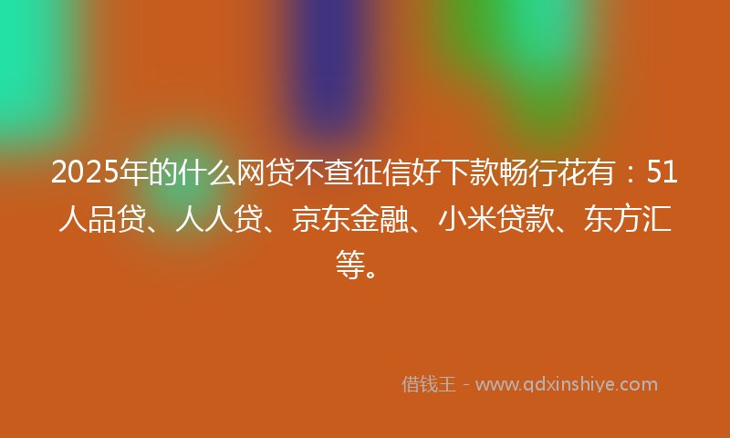 2025年的什么网贷不查征信好下款畅行花有：51人品贷、人人贷、京东金融、小米贷款、东方汇等。