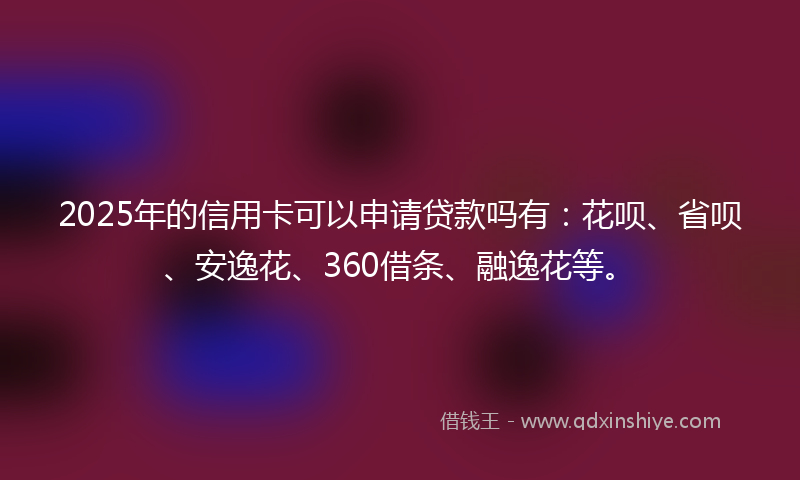 2025年的信用卡可以申请贷款吗有：花呗、省呗、安逸花、360借条、融逸花等。