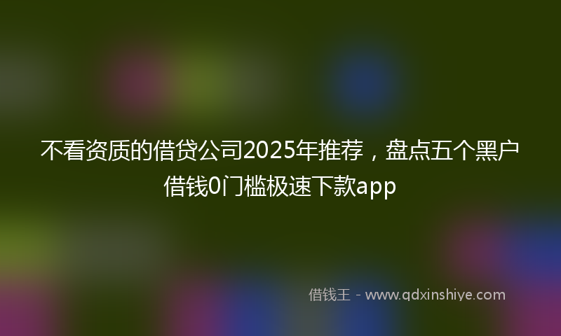 不看资质的借贷公司2025年推荐，盘点五个黑户借钱0门槛极速下款app