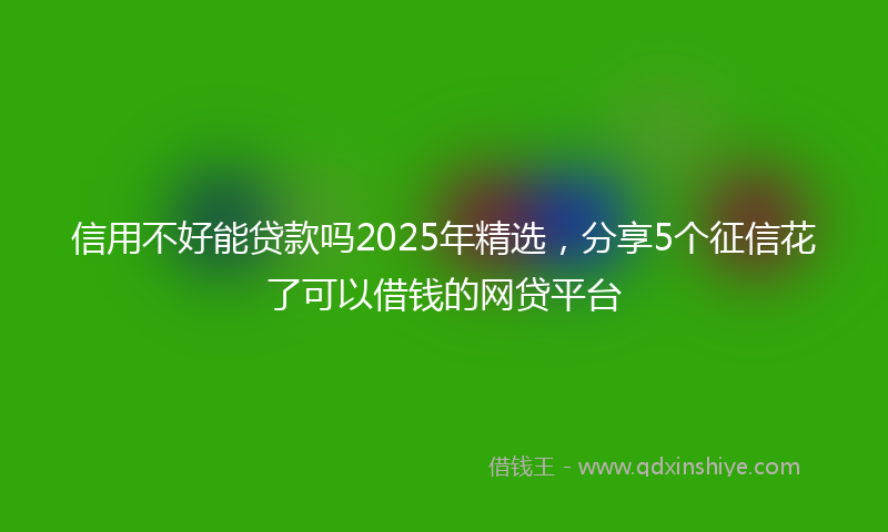 信用不好能贷款吗2025年精选，分享5个征信花了可以借钱的网贷平台
