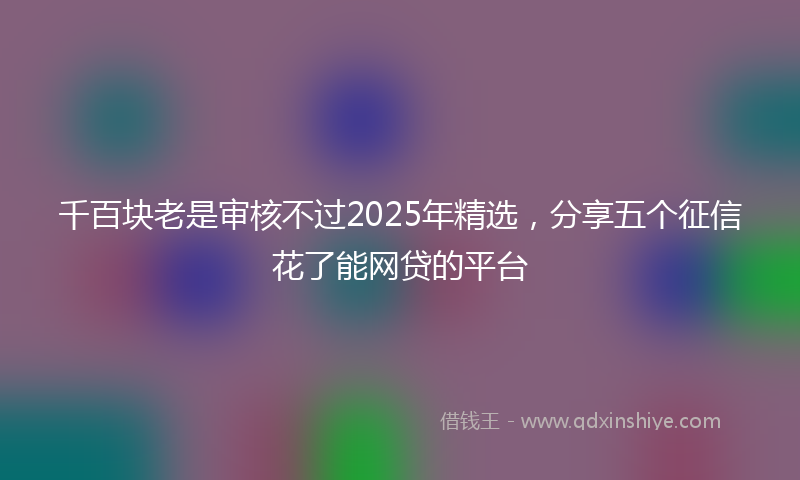 千百块老是审核不过2025年精选，分享五个征信花了能网贷的平台