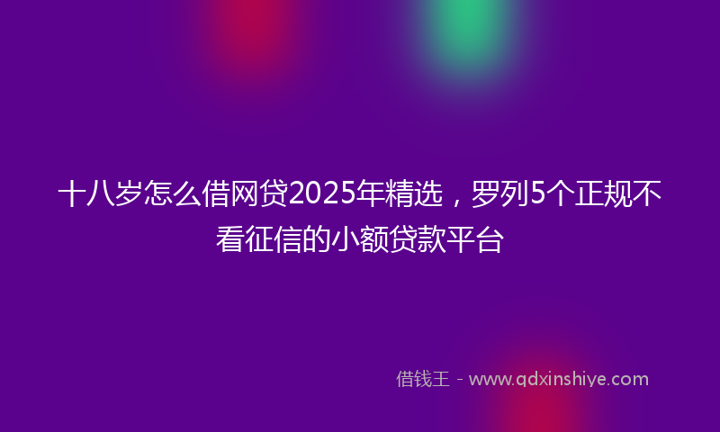 十八岁怎么借网贷2025年精选，罗列5个正规不看征信的小额贷款平台