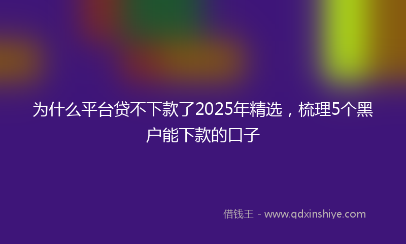 为什么平台贷不下款了2025年精选,梳理5个黑户能下款的口子