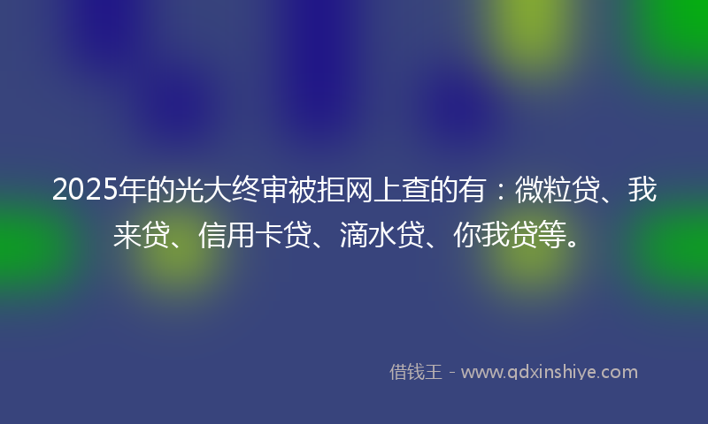 2025年的光大终审被拒网上查的有：微粒贷、我来贷、信用卡贷、滴水贷、你我贷等。