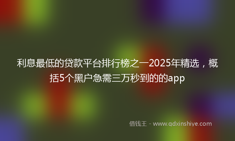 利息最低的贷款平台排行榜之一2025年精选，概括5个黑户急需三万秒到的的app