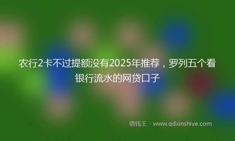 农行2卡不过提额没有2025年推荐，罗列五个看银行流水的网贷口子