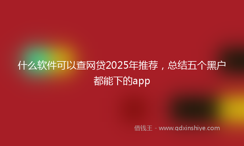 什么软件可以查网贷2025年推荐，总结五个黑户都能下的app