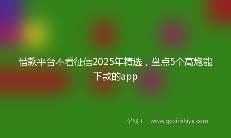 借款平台不看征信2025年精选，盘点5个高炮能下款的app