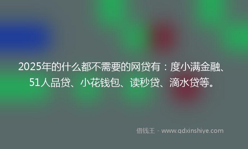 2025年的什么都不需要的网贷有：度小满金融、51人品贷、小花钱包、读秒贷、滴水贷等。