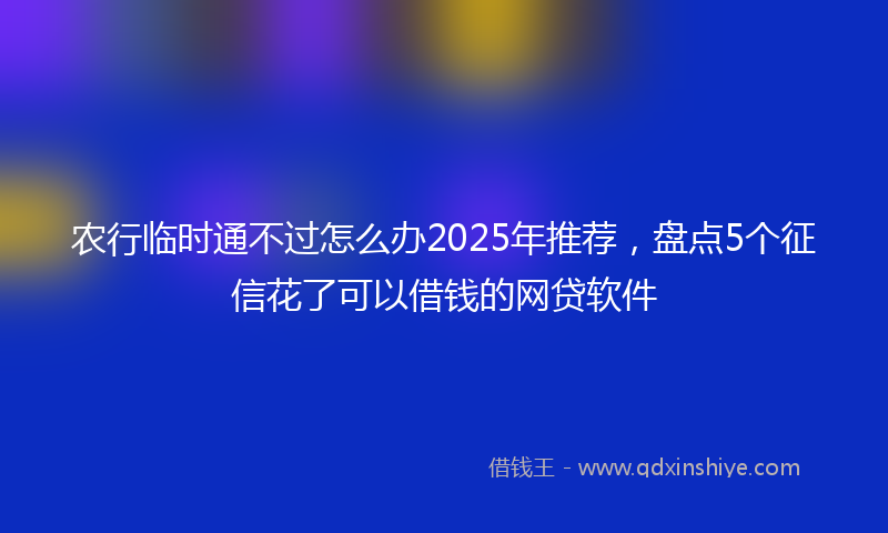 农行临时通不过怎么办2025年推荐，盘点5个征信花了可以借钱的网贷软件