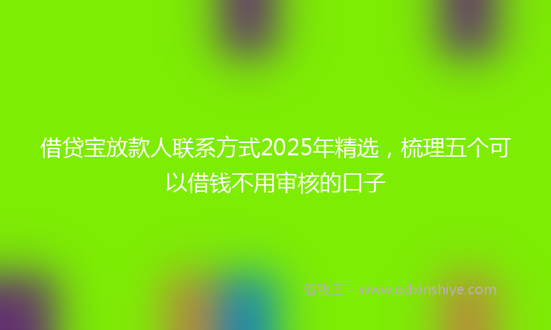 借贷宝放款人联系方式2025年精选，梳理五个可以借钱不用审核的口子