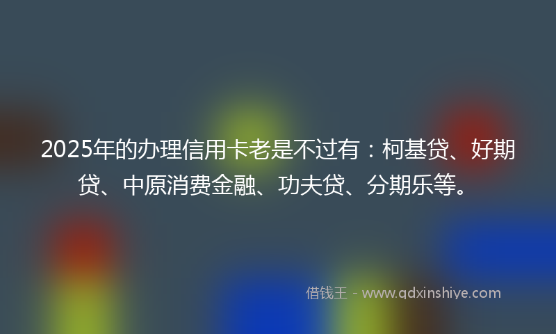 2025年的办理信用卡老是不过有：柯基贷、好期贷、中原消费金融、功夫贷、分期乐等。