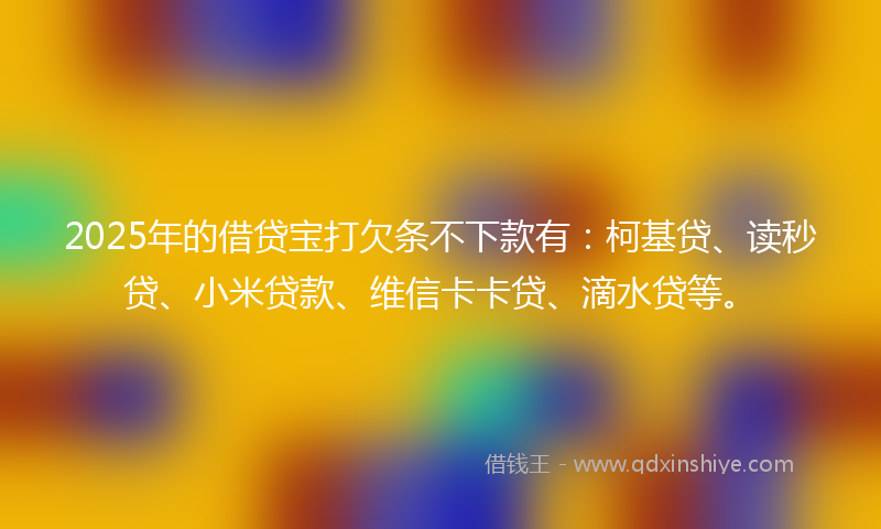 2025年的借贷宝打欠条不下款有：柯基贷、读秒贷、小米贷款、维信卡卡贷、滴水贷等。
