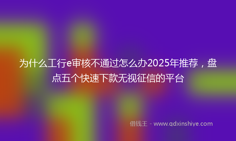 为什么工行e审核不通过怎么办2025年推荐，盘点五个快速下款无视征信的平台