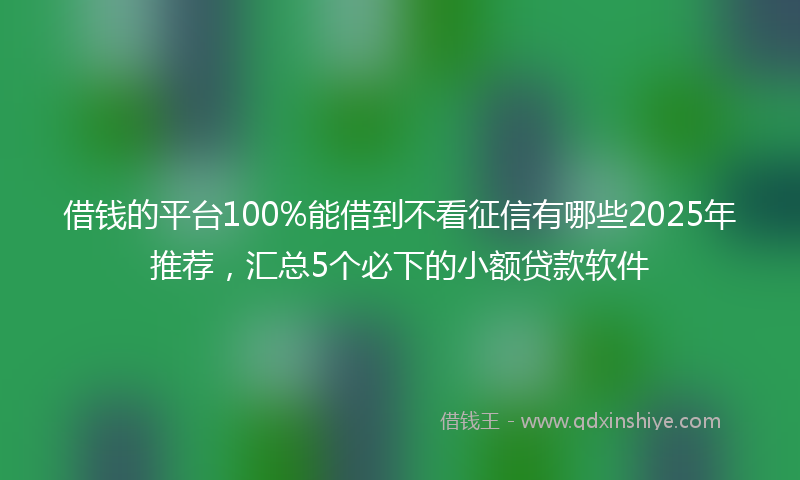 借钱的平台100%能借到不看征信有哪些2025年推荐，汇总5个必下的小额贷款软件