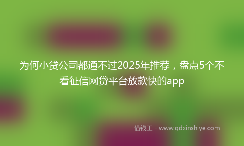 为何小贷公司都通不过2025年推荐，盘点5个不看征信网贷平台放款快的app