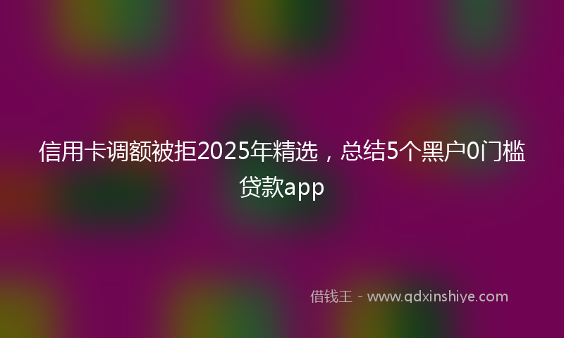 信用卡调额被拒2025年精选，总结5个黑户0门槛贷款app