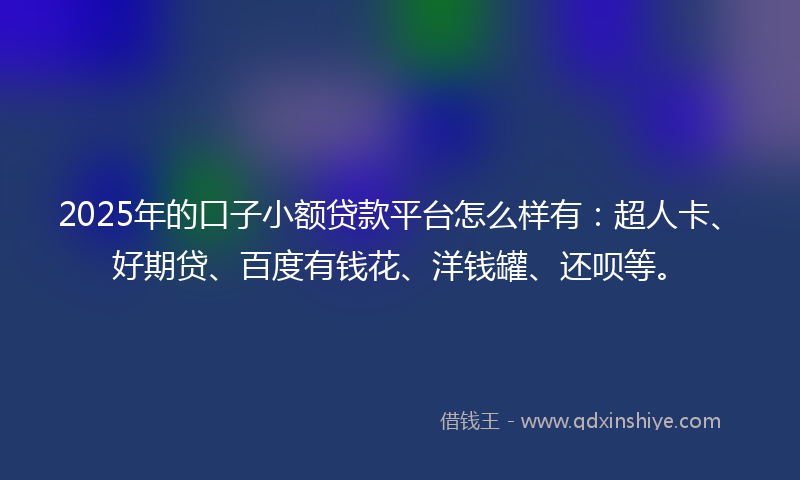 2025年的口子小额贷款平台怎么样有：超人卡、好期贷、百度有钱花、洋钱罐、还呗等。